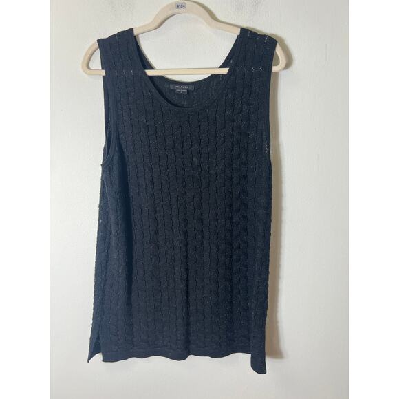 Mel & Lisa Black Metallic Knit Tank Sz XL - Picture 1 of 3